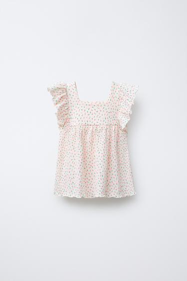 BLOUSE TEXTURE VOLANTS - Écru de Zara - Image 1