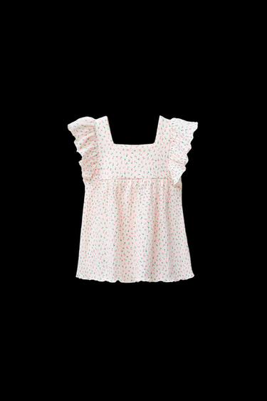 BLUSE MIT STRUKTURMUSTER UND VOLANT - Cremefarben von Zara