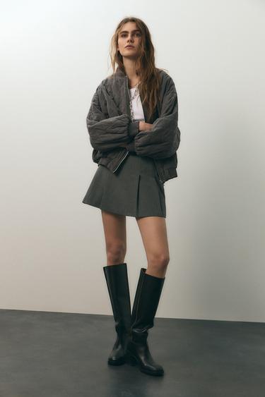 QUILTED BOMBER JACKET - Grey by Zara - Image 0
