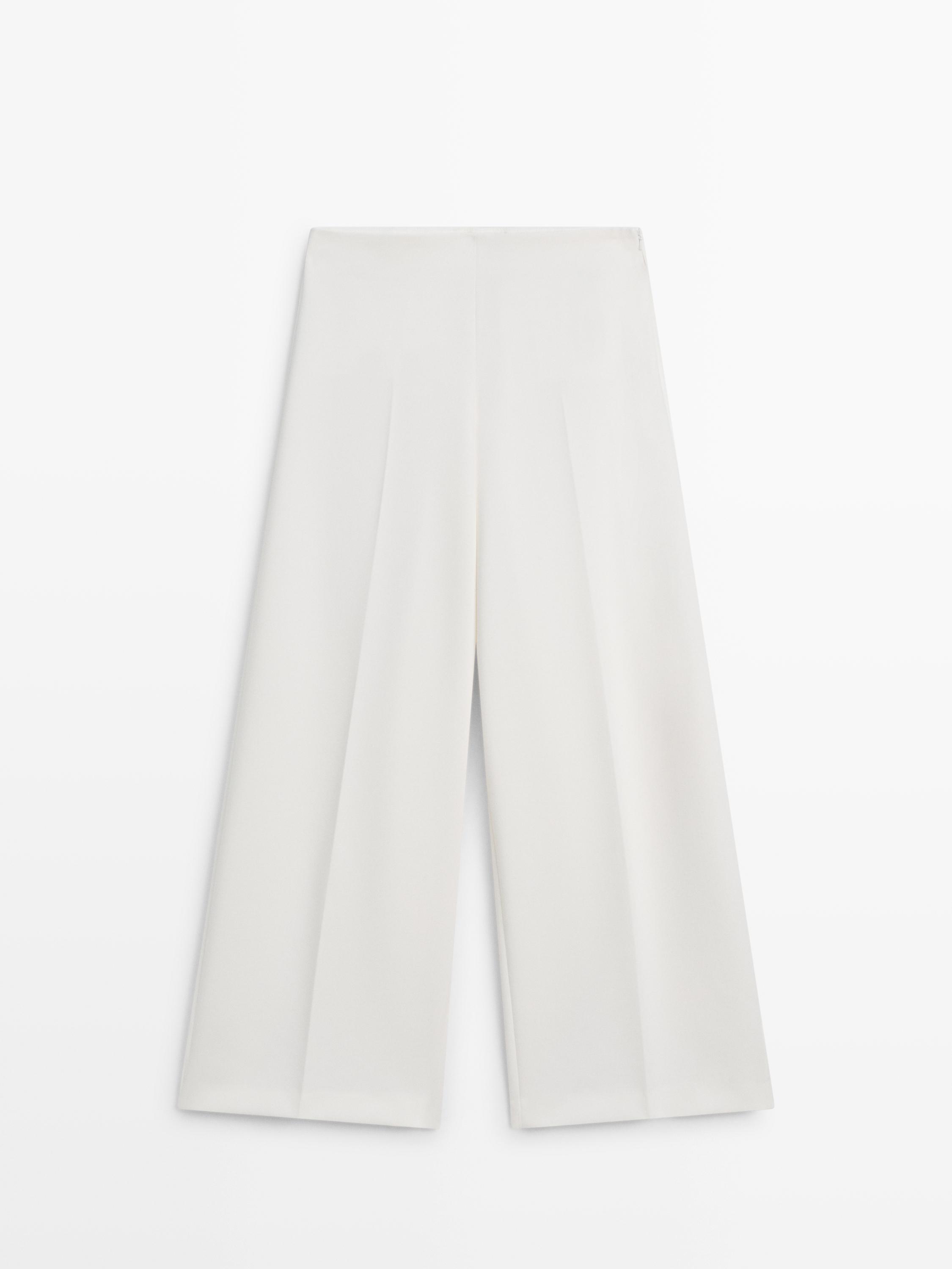 Wide-leg voluminous trousers — Ecru