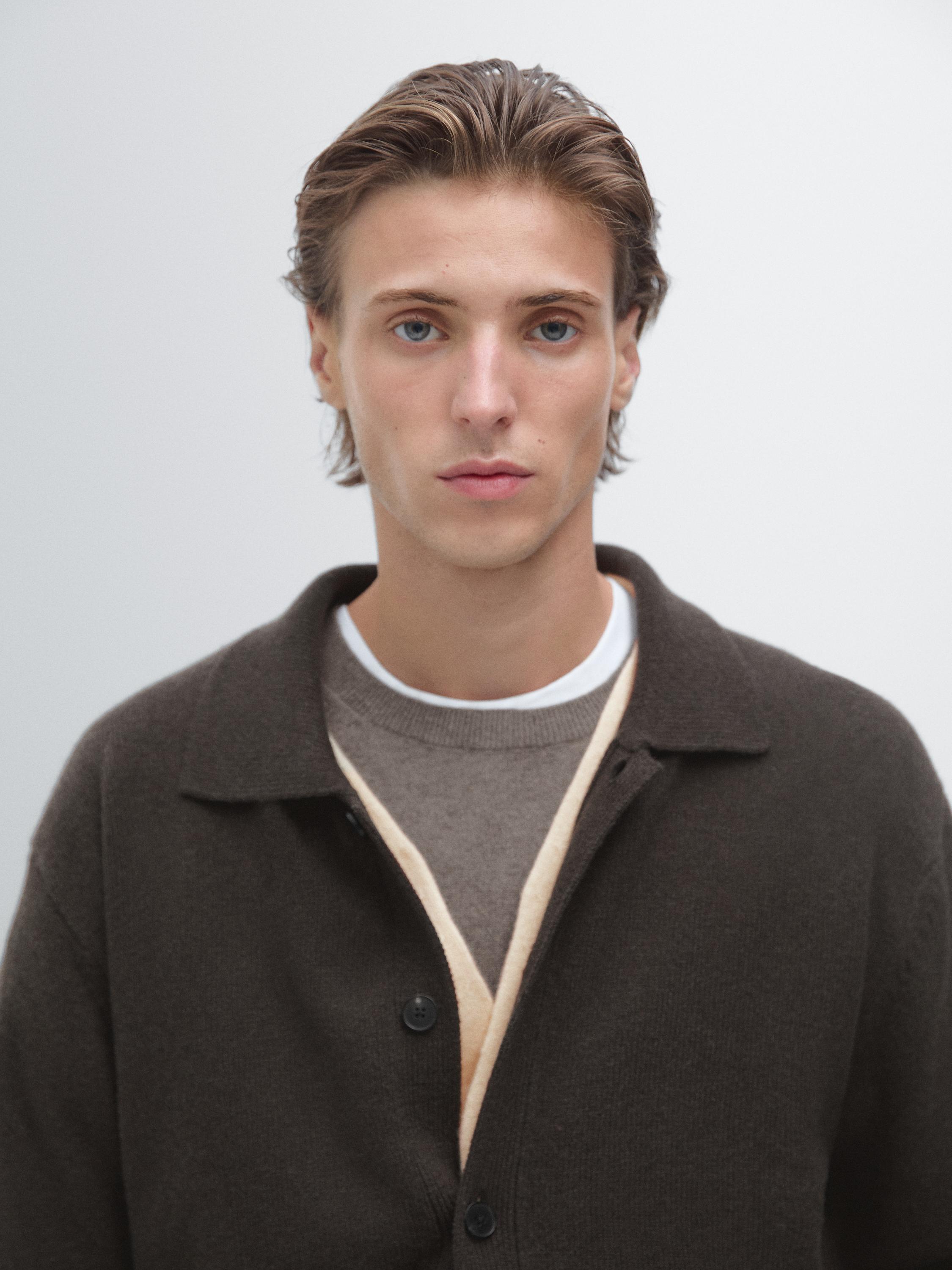 Cardigan en laine à col polo