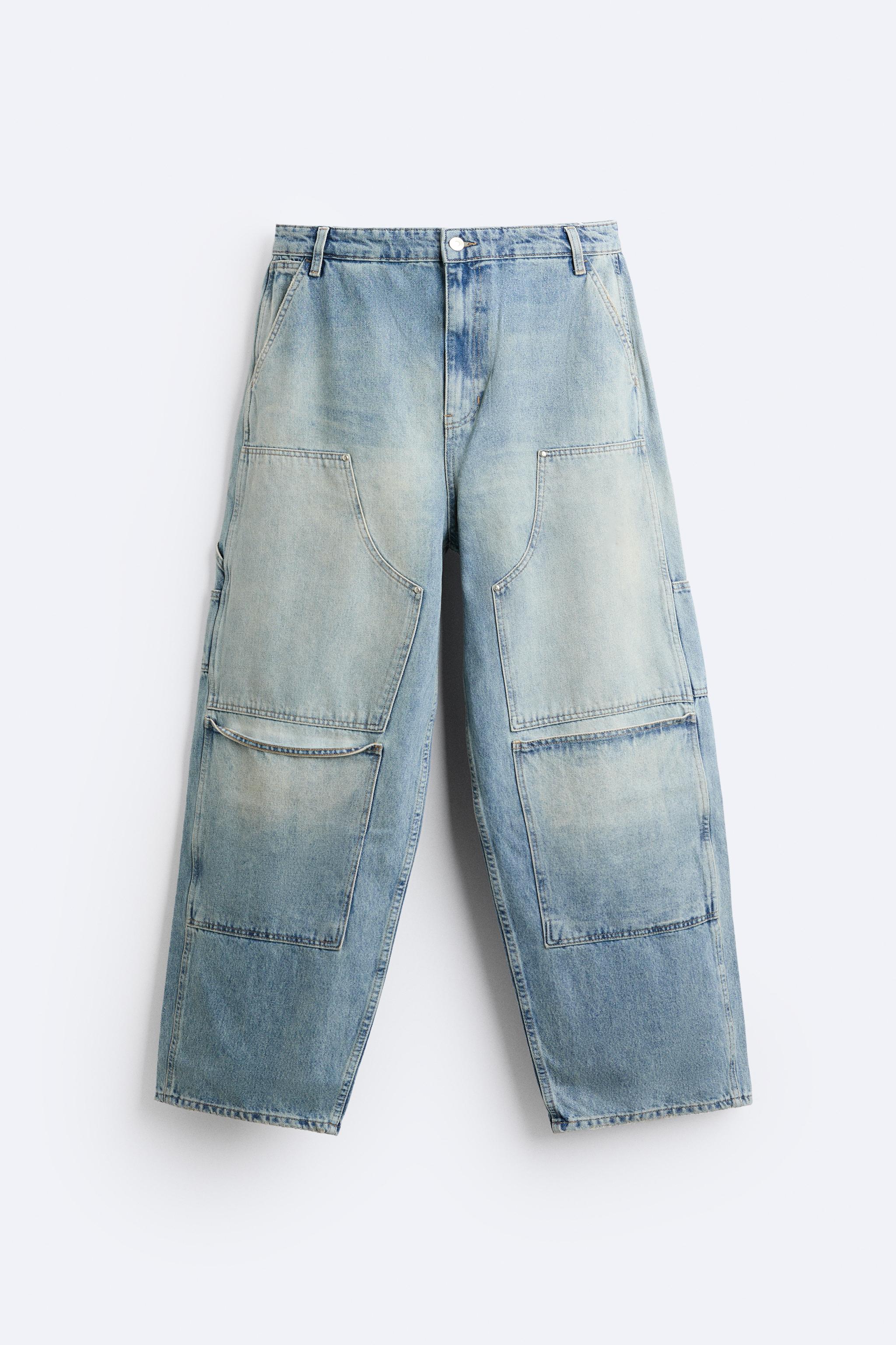 LOOSE FIT FLARED JEANS - Mid-blue