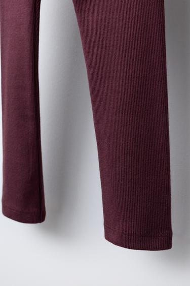 LEGGING CÔTELÉ À ÉTIQUETTE - Aubergine foncé de Zara - Image 3