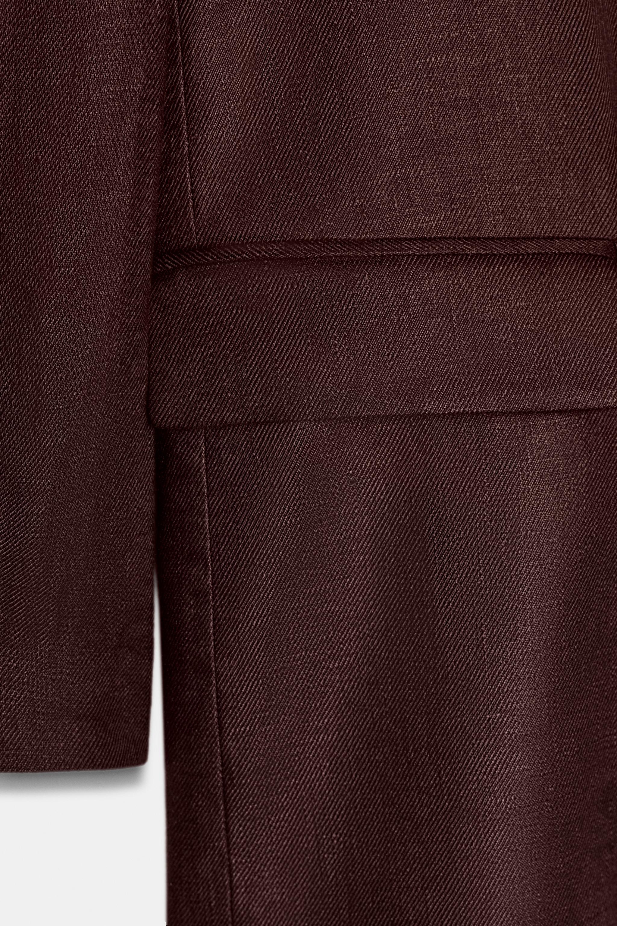 100% LINEN DOUBLE BREASTED BLAZER WITH SHOULDER PADS