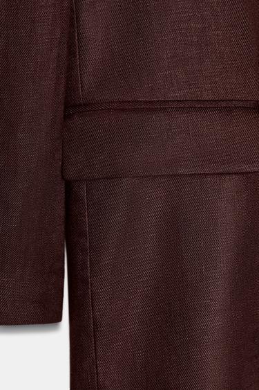 VESTE À BOUTONNAGE CROISÉ 100 % LIN À ÉPAULETTES - Marron de Zara - Image 9