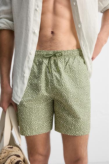 ABSTRACT PRINT MID-LENGTH SWIMMING TRUNKS - Light khaki by Zara - Image 5