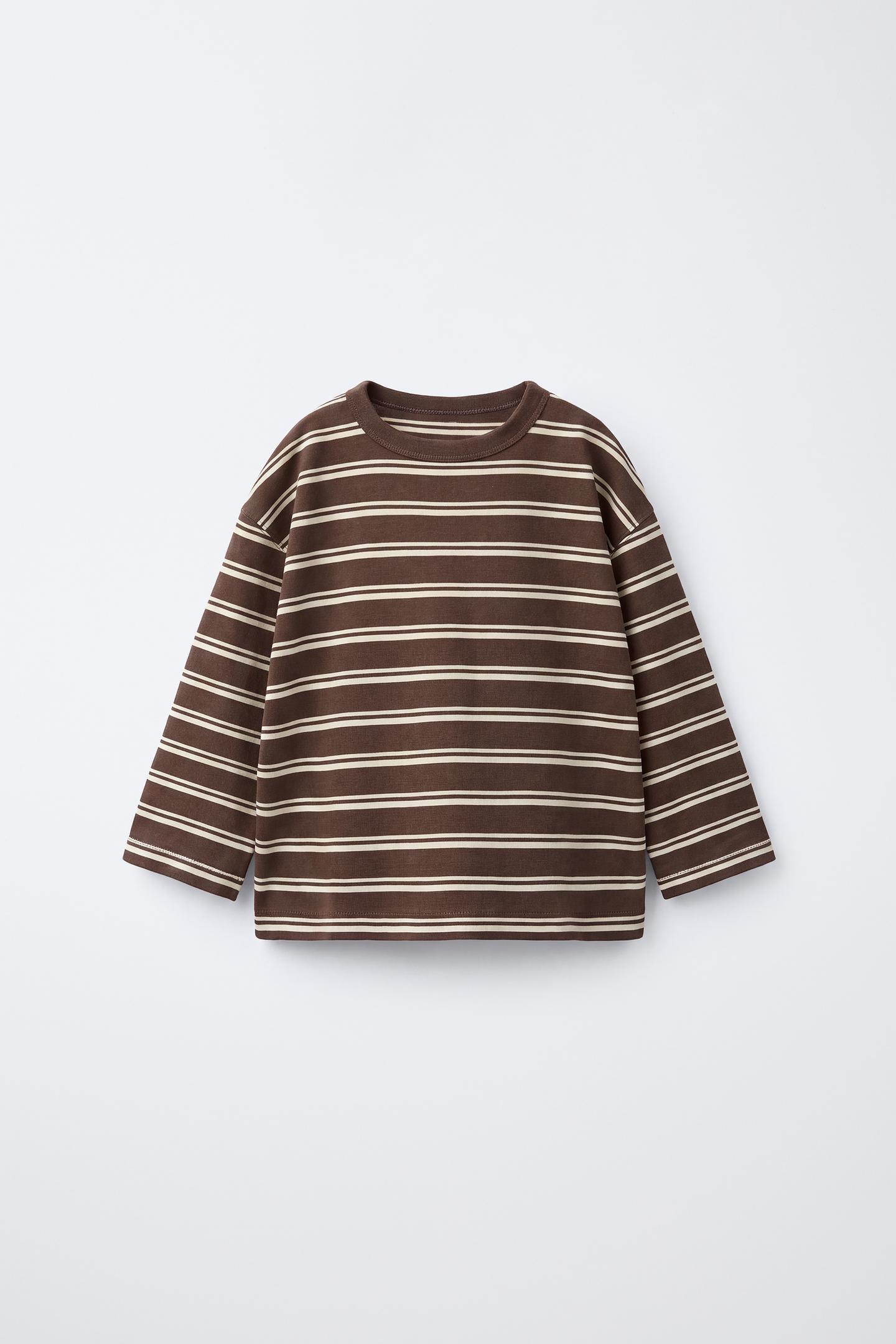 Детская футболка Zara Heavyweight Striped, цвет: Коричневый