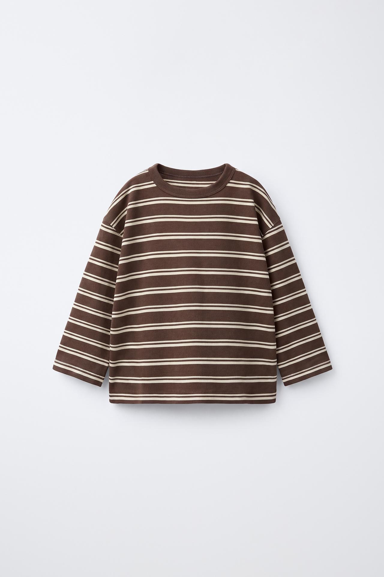 HEAVYWEIGHT STRIPED T-SHIRT — Brown
