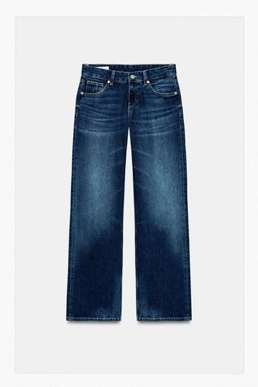 Zara TRF WIDE LEG LOW RISE JEANS - Indigo