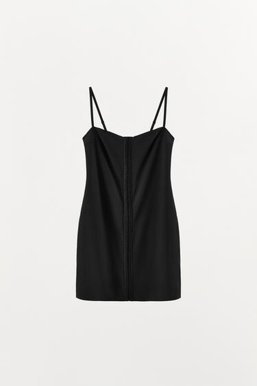 SHORT DRESS WITH POLYAMIDE HOOKS - Black by Zara