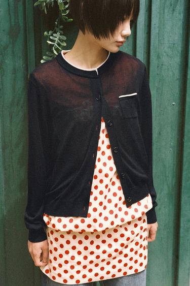 콤비 니트 재킷 - Zara 블랙 / 화이트