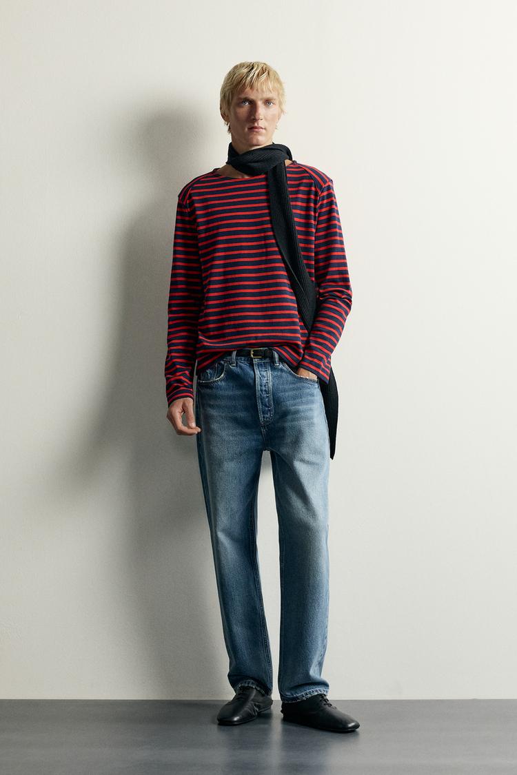 Zara Relaxed fit striped jacquard t-shirt