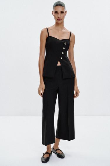 버튼 탑 - Zara 블랙