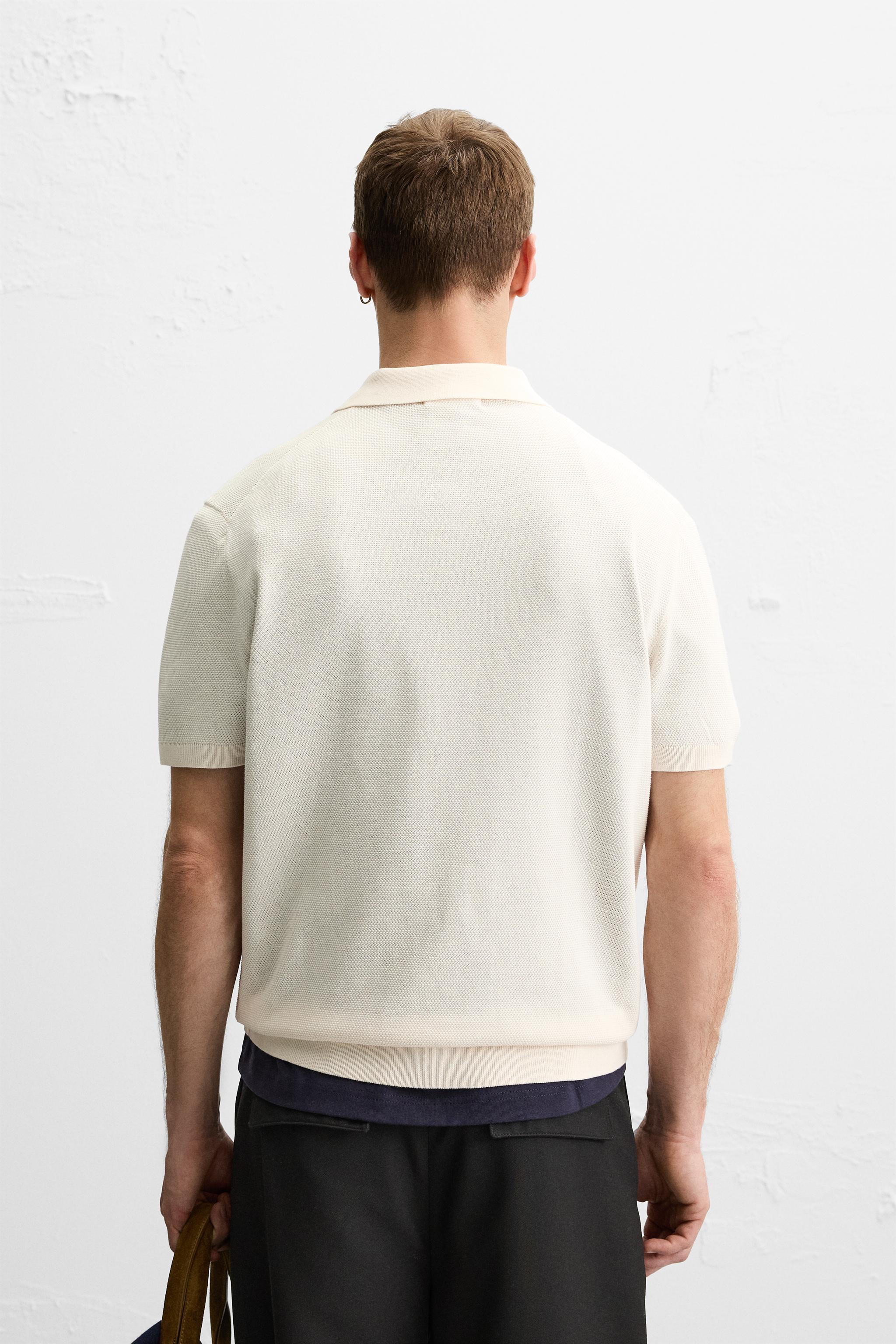 PIQUÉ TEXTURED POLO SHIRT - Ecru | ZARA Canada