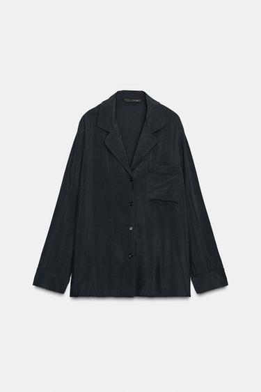 Zara FLUID POCKET SHIRT ZW COLLECTION - Navy blue