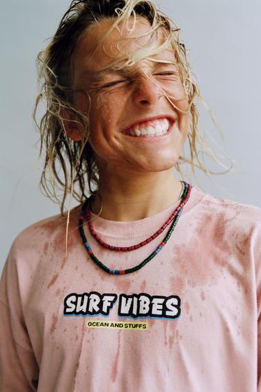 SURF PRINT T-SHIRT - Pink by Zara