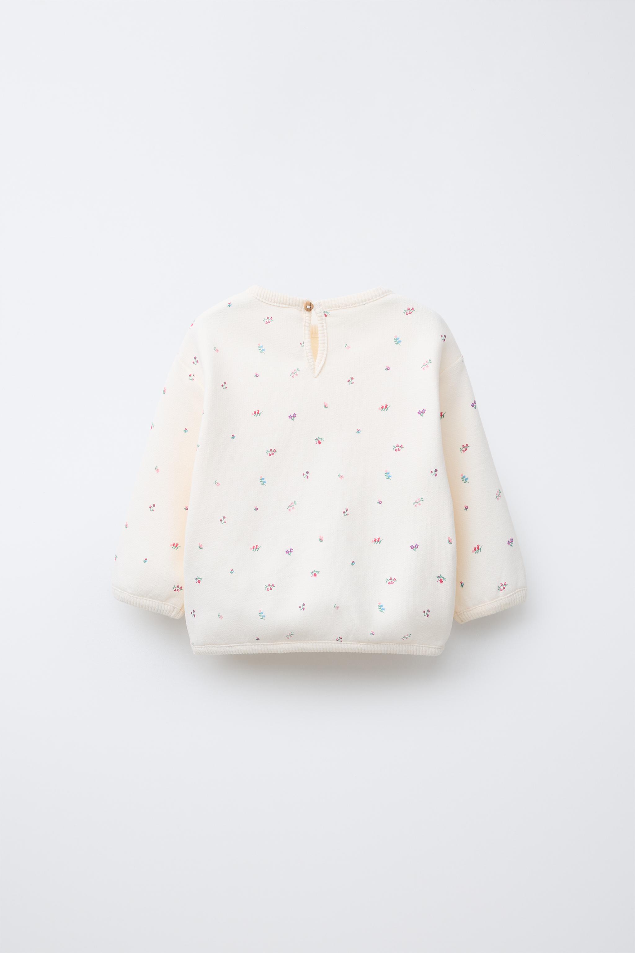 フラワースウェットシャツ - ライトエクリュ | ZARA Japan / 日本