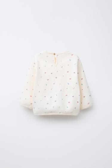FLORAL SWEATSHIRT - Light ecru by Zara - Image 1