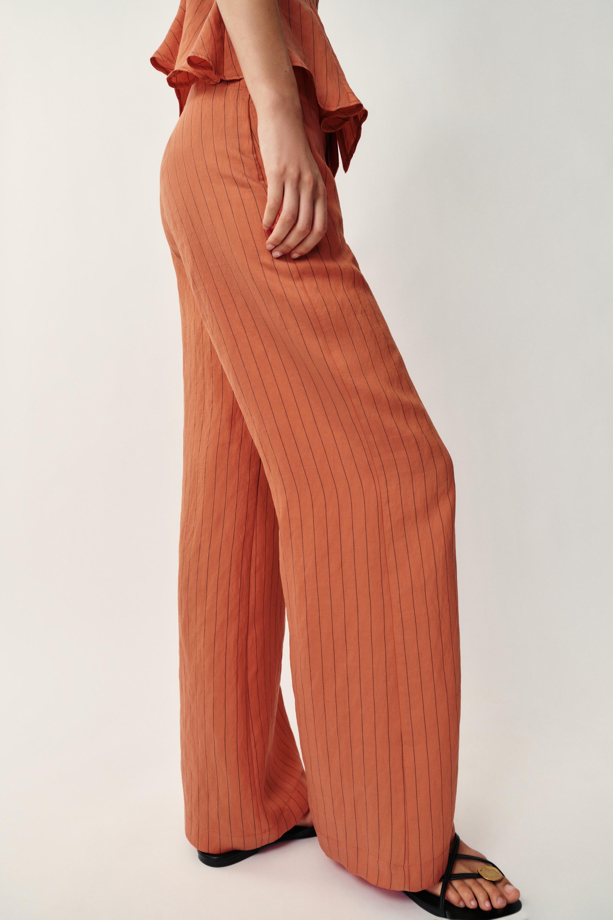 Zara ÇİZGİLİ STRAIGHT FIT PANTOLON görsel 4