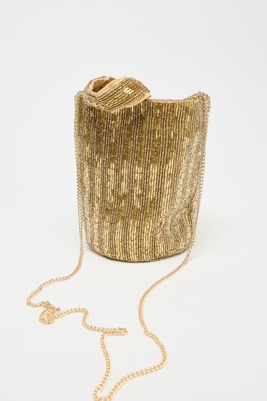 KLEINE SACKTASCHE MIT PAILETTEN - Goldfarben von Zara