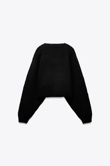 KNITTED SWEATER WITH BALL DETAIL - Black by Zara - Image 5