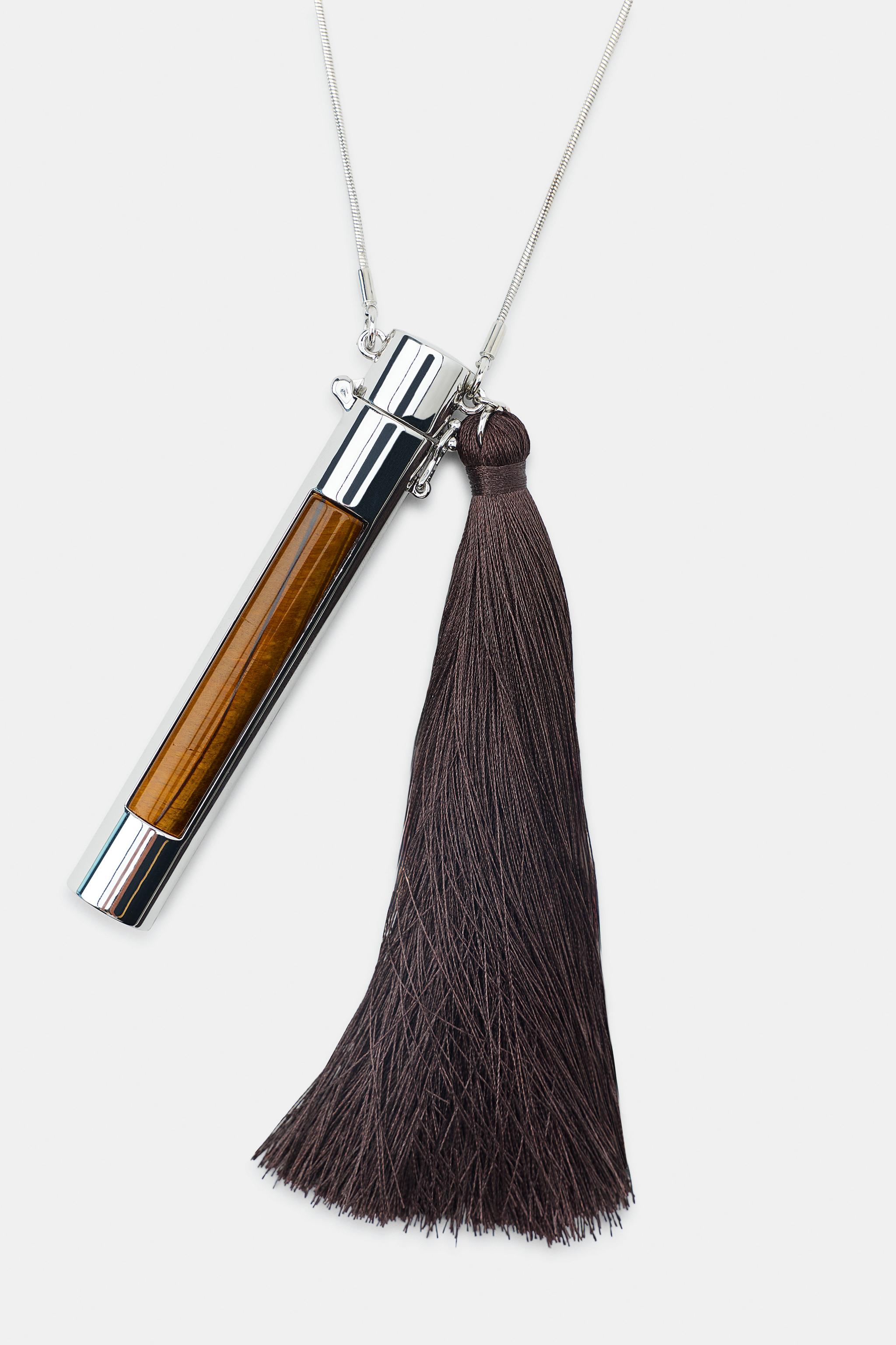 COLLIER MÉTALLIQUE TUBE FRANGES