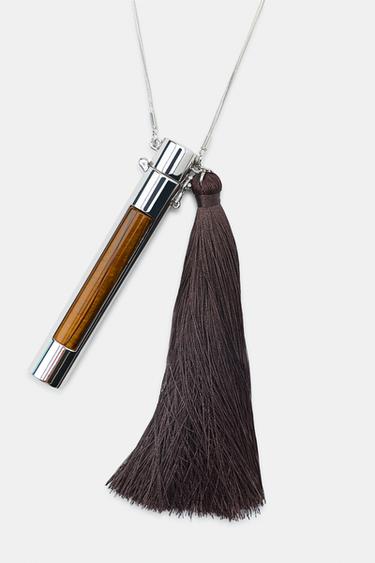 METAL TUBE FRINGE NECKLACE - Silver by Zara - Image 2