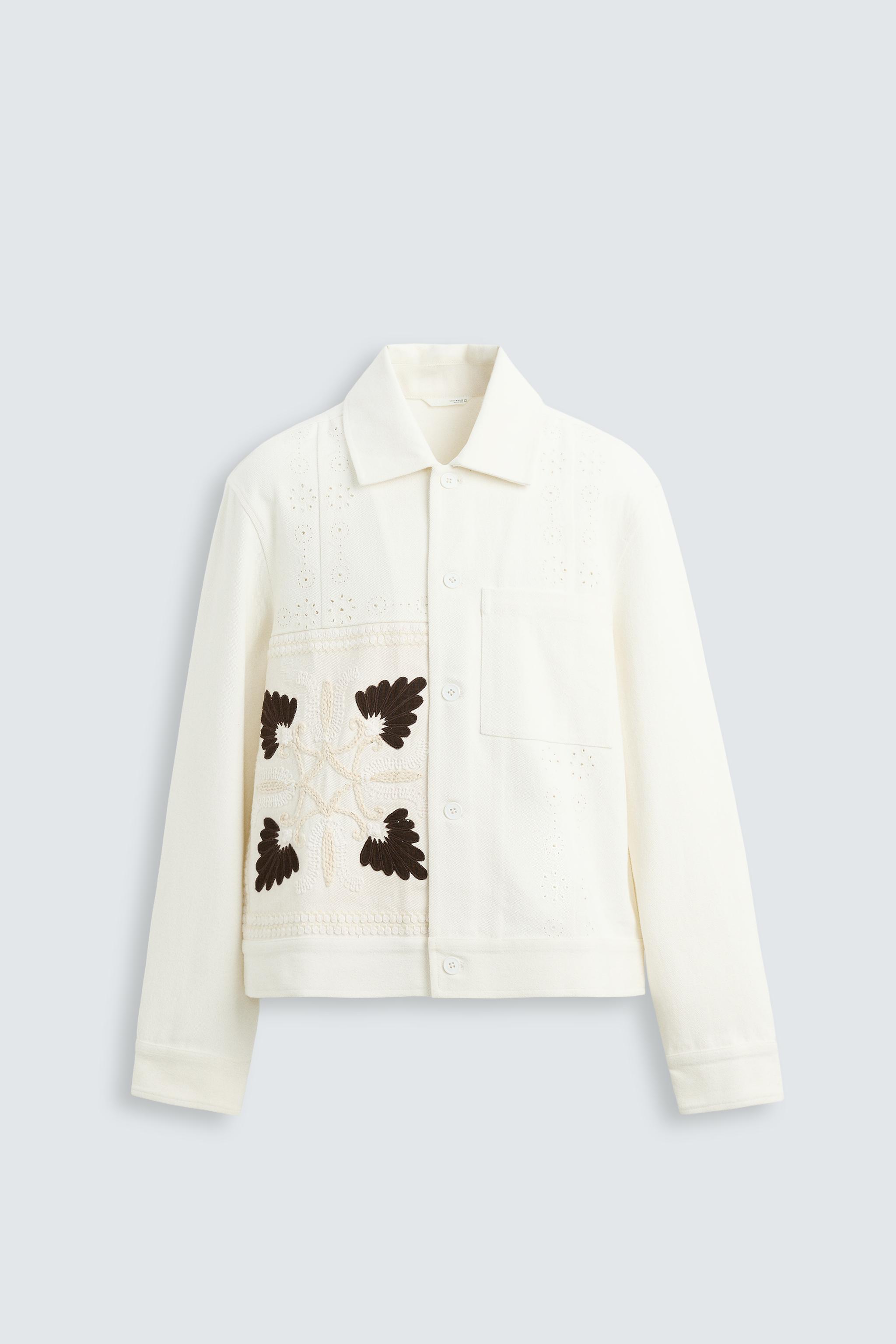 ジャケット・アウター CUTWORK EMBROIDERY JACKET CUTWORK EMBROIDERY PATCHWORK JACKET - Oyster-white | ZARA