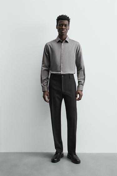 CAMISA SLIM FIT ESTRUCTURA - Marrón de Zara - Imagen 0