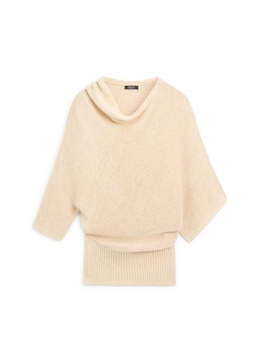 Pull oversize asymétrique en coton et lin - Jaune de Zara