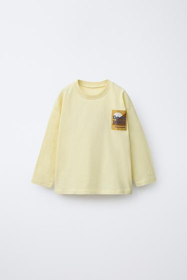 T-SHIRT WITH LABEL PRINT - Light yellow by Zara - Image 0
