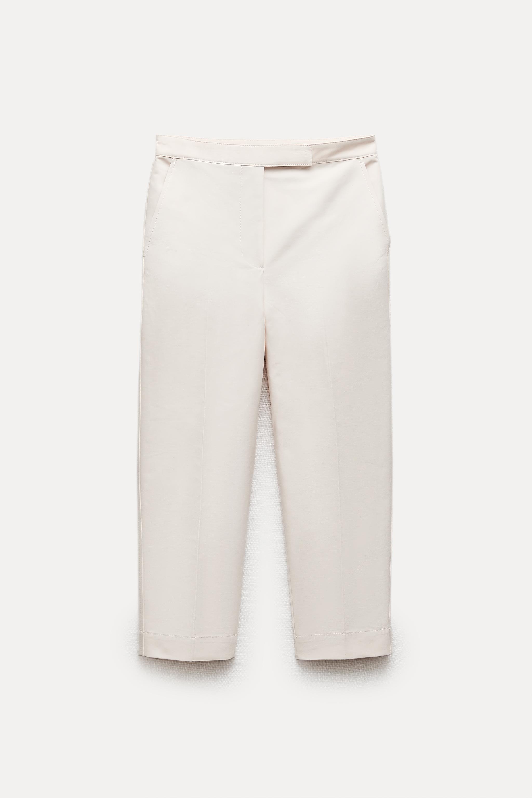 STRAIGHT FIT TROUSERS WITH BUTTONS - White