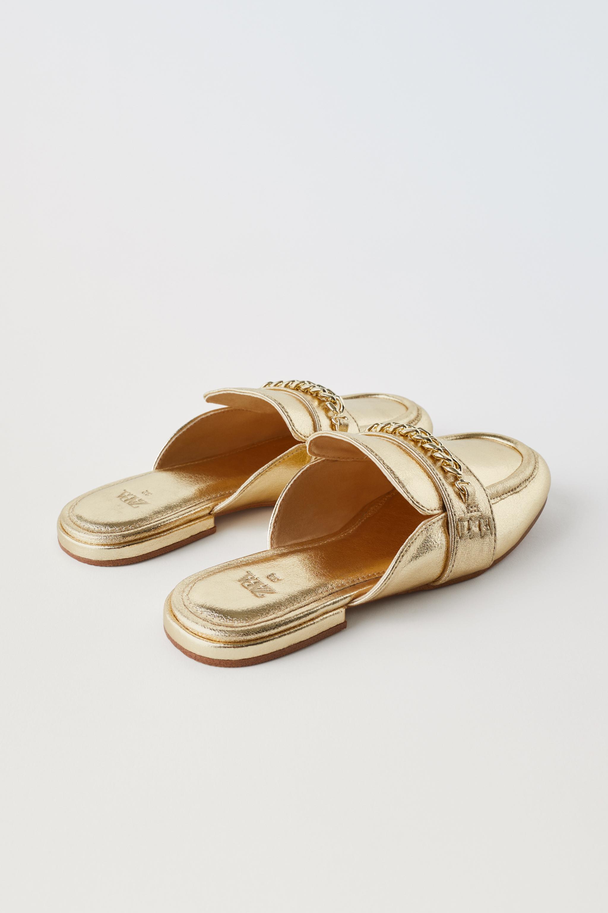 Zara discount gold mules