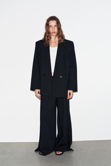 OVERSIZE PINSTRIPE BLAZER - Navy / White by Zara