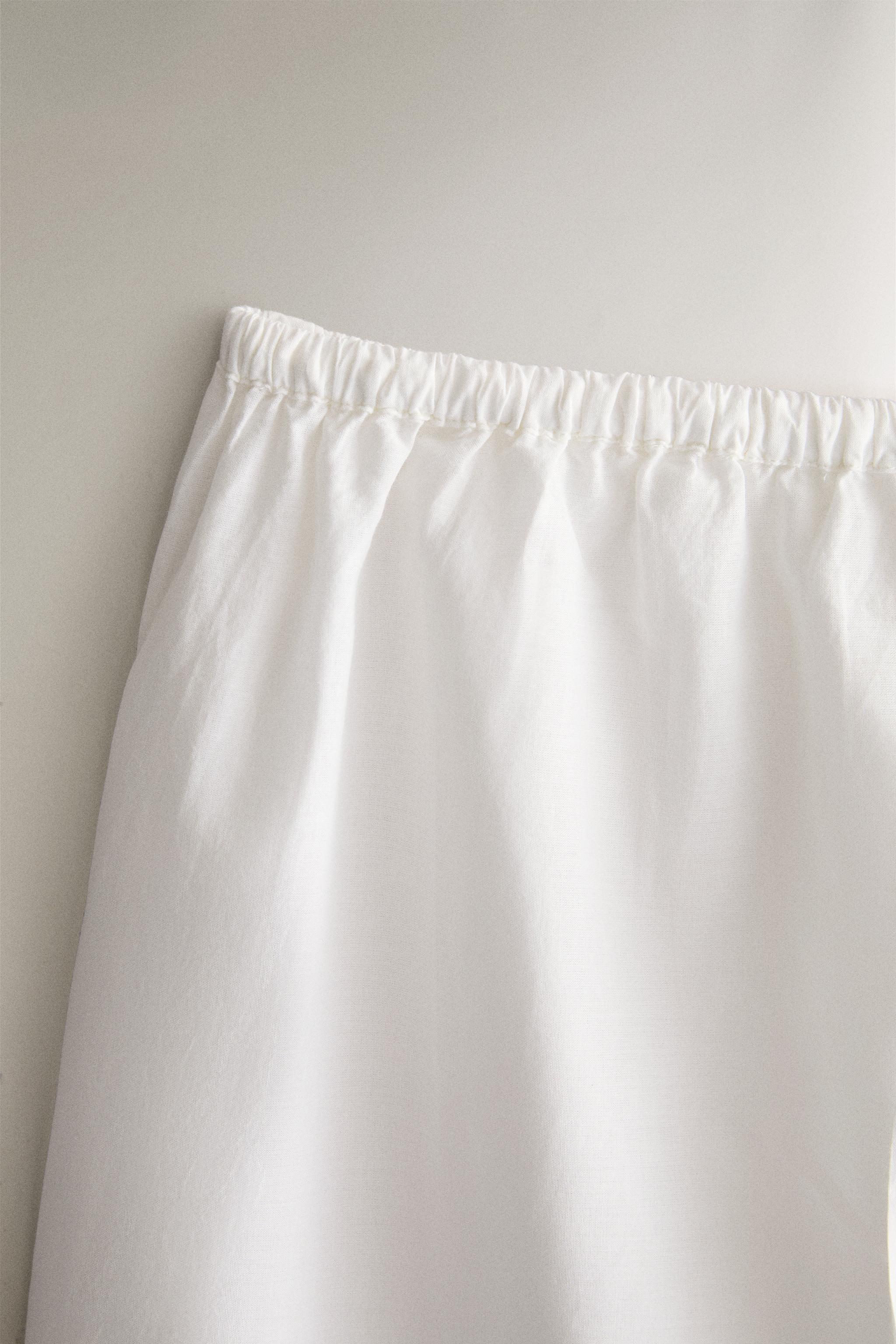 EMBROIDERED COTTON TROUSERS — Oyster-white