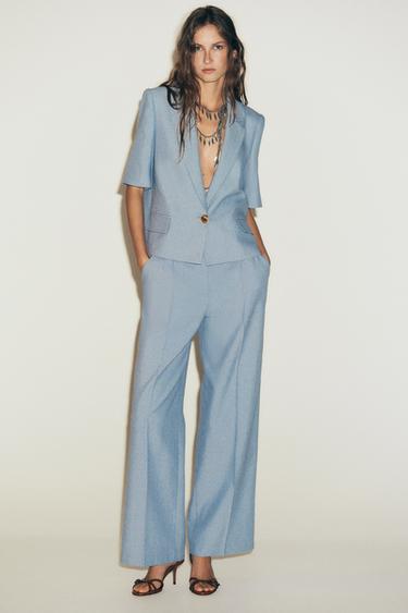 STRAIGHT-LEG TROUSERS WITH DARTS - Blue by Zara