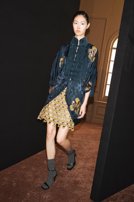 VESTE BIMATIÈRE JACQUARD À SEQUINS - Bleu / Indigo de Zara - Image 1