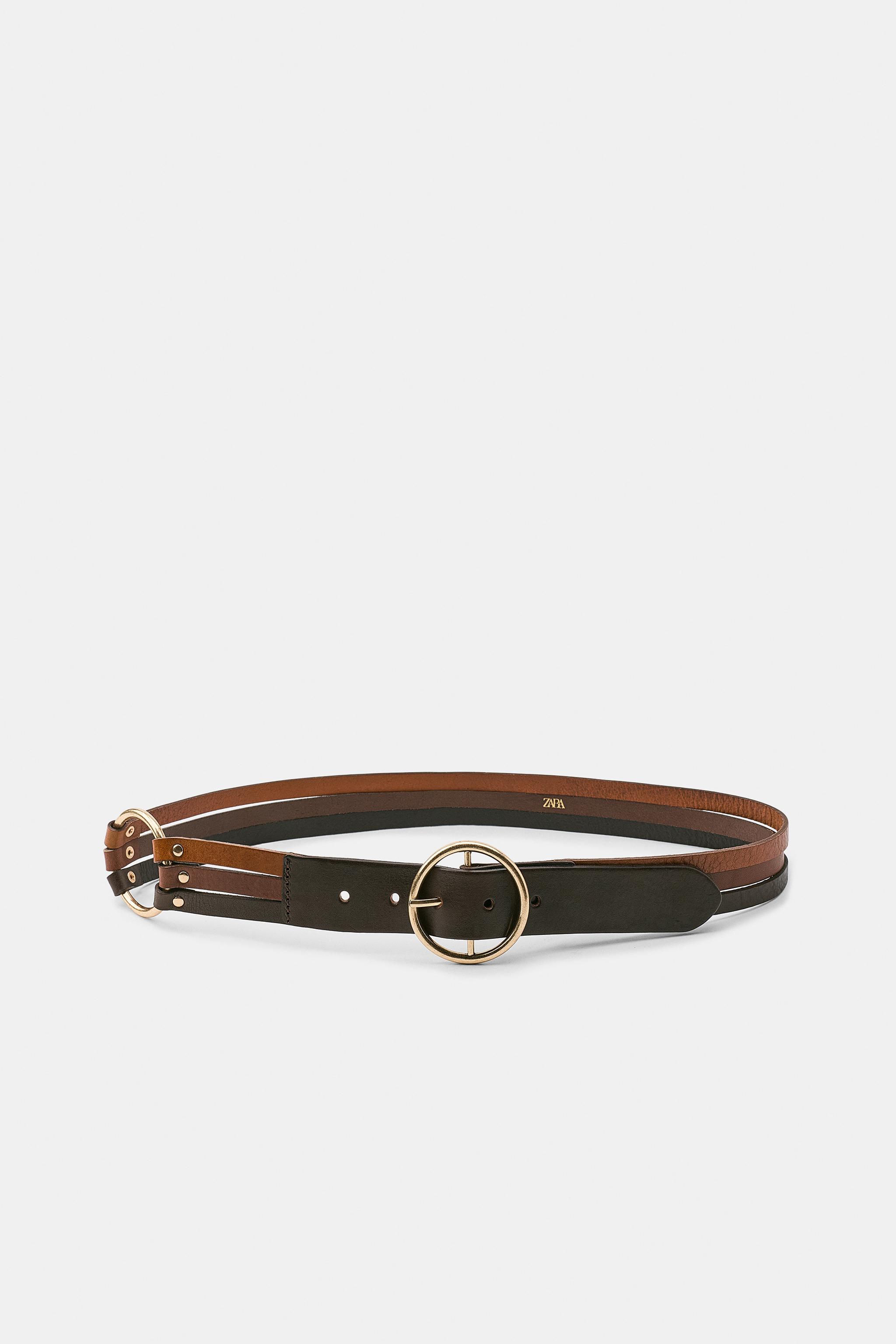 100% LEATHER STRAP BELT WITH CIRCULAR BUCKLE