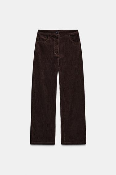 ZW COLLECTION WIDE-LEG CORDUROY TROUSERS - Brown / Taupe by Zara
