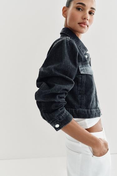 BLOUSON COURT EN DENIM Z1975 AVEC CONTRASTE - Gris de Zara - Image 4