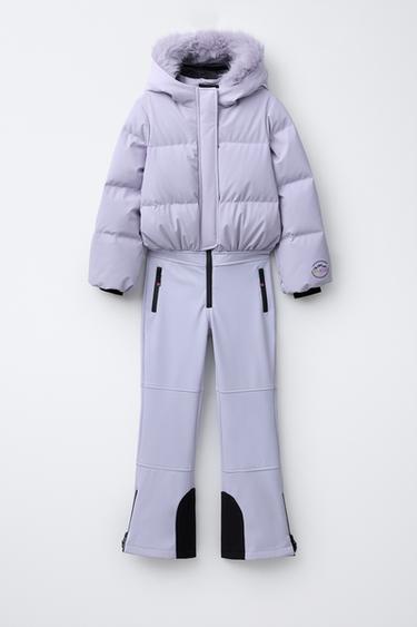 WINDPROOF AND WATER-RESISTANT DOWN JUMPSUIT WITH DETACHABLE HOOD RECCO® SYSTEM SKI COLLECTION - Light mauve by Zara