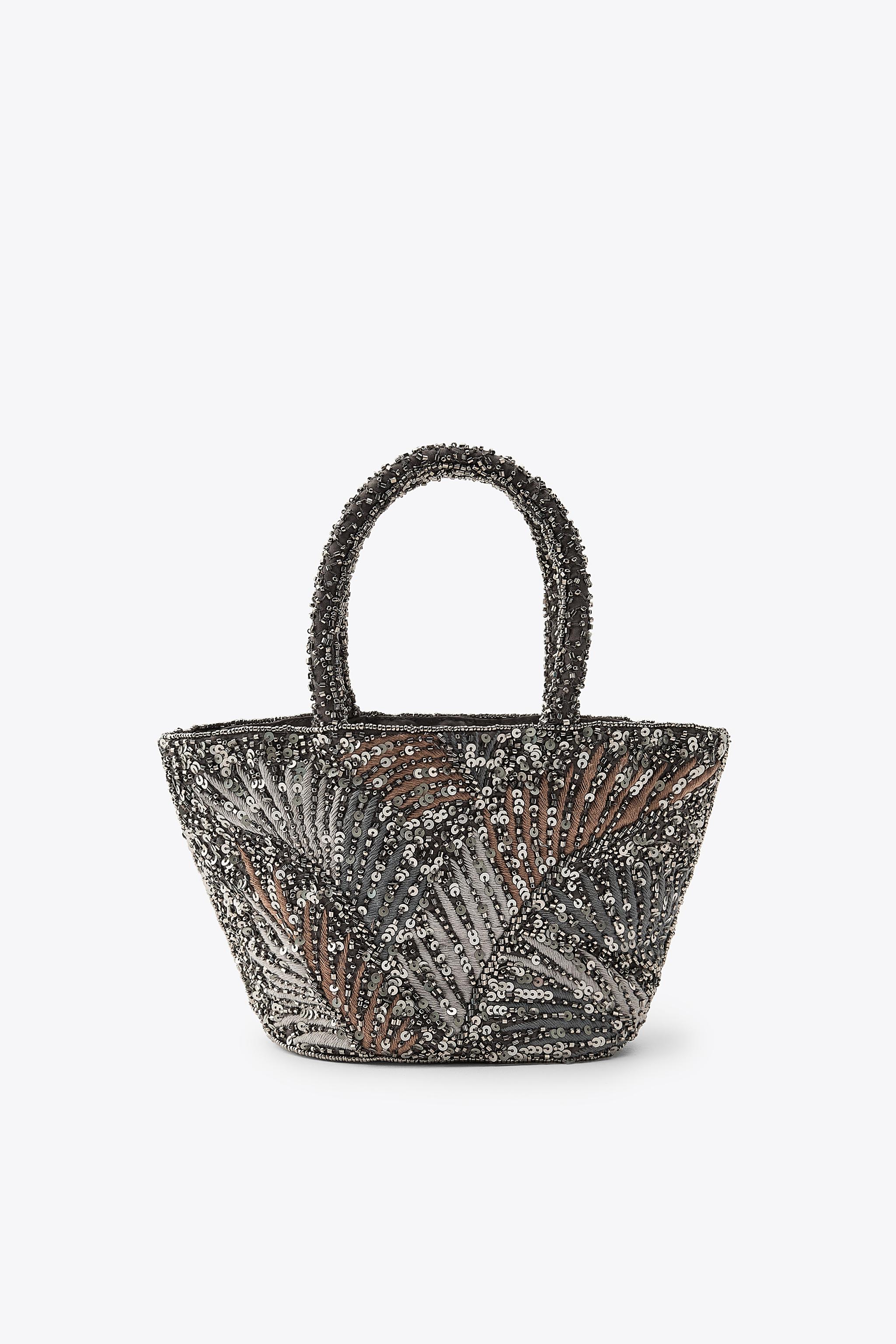 ZARA 刺繍＆ビーズ付きハンドバッグ 4751/011 ZARA】刺繍＆ビーズ付きハンドバッグ 4751/011/817 (ZARA