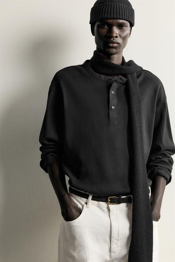 Мужская шапка Zara Cotton Blend Short Knit, цвет: Чёрный