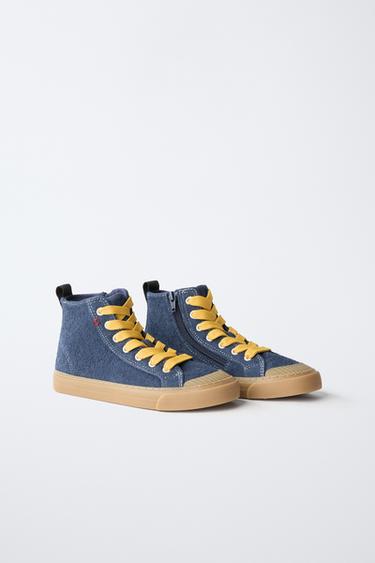 BASKETS MONTANTES EN CUIR - Bleu de Zara - Image 1