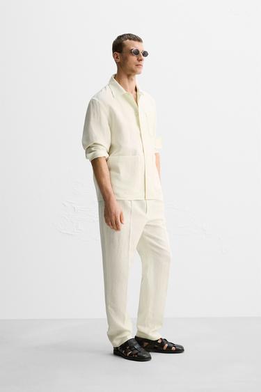 HERRINGBONE LINEN/WOOL OVERSHIRT - LIMITED EDITION - Oyster-white by Zara - Image 3