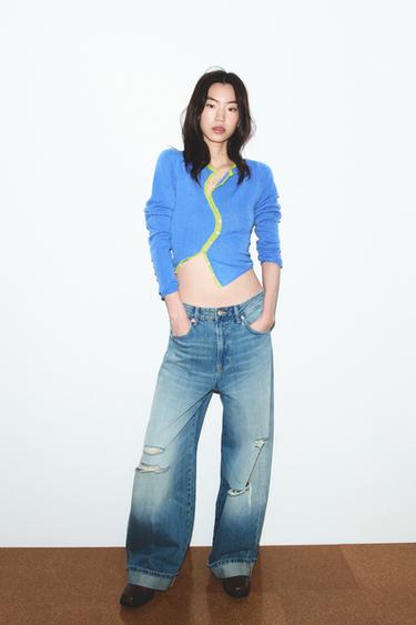 DOUBLE-BREASTED KNIT CARDIGAN - Bluish by Zara