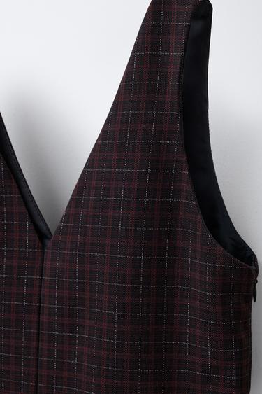 ROBE-SALOPETTE À CARREAUX - Noir de Zara - Image 2