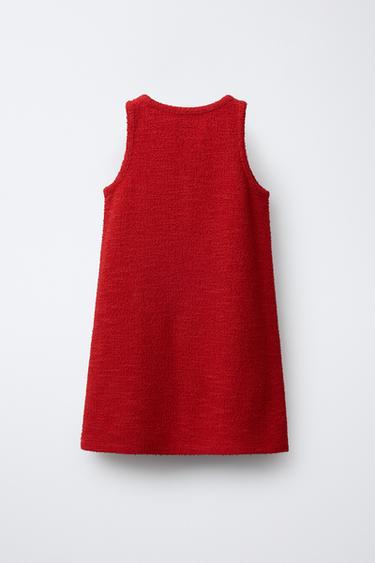TEXTURED PINAFORE DRESS WITH BUTTONS - Red by Zara - Image 1