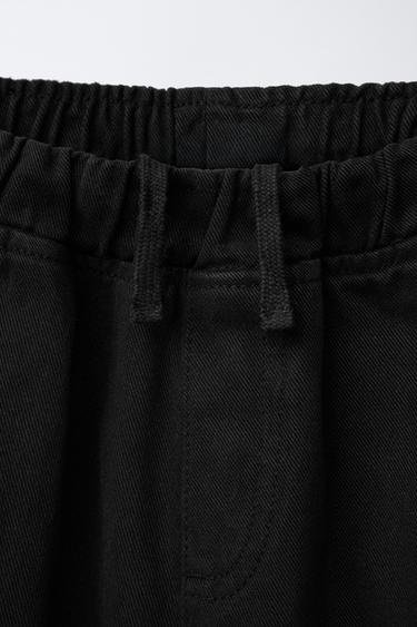PANTALON BARREL EN SERGÉ AVEC POCHES - Noir de Zara - Image 2