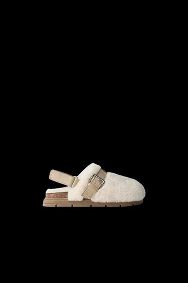 Zara FLEECE CLOGS - Off White - Image 0